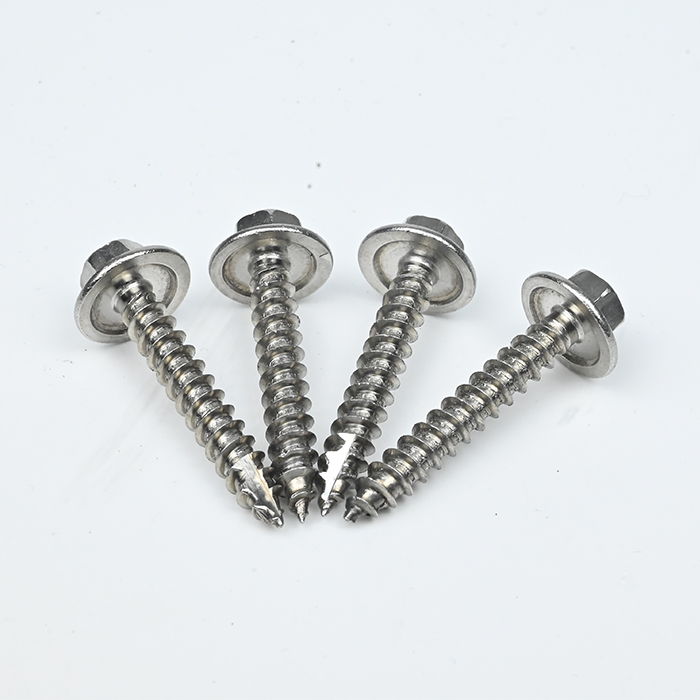 SUS304 Hex Flange Head Wood Screw 14#-10*75