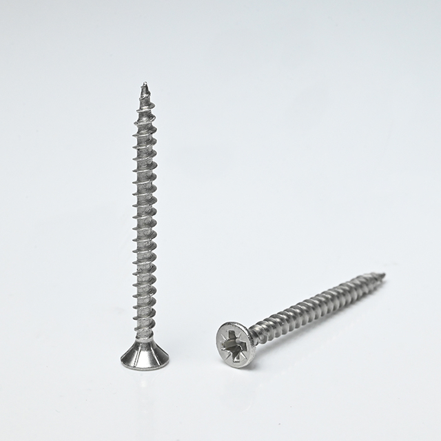 SUS316 Double Flat Head Pozi with 6 Ribs Chipboard Screw M3.5-1.6*40